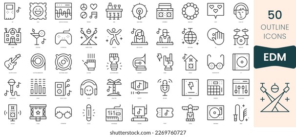 Set of edm icons. Thin linear style icons Pack. Vector Illustration