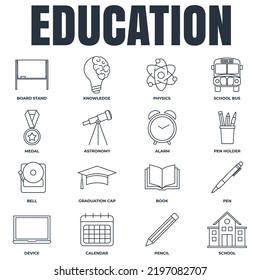 Set of Education back to school icon logo vector illustration. back to school pack symbol template for graphic and web design collection