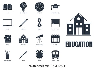 Set of Education back to school icon logo vector illustration. back to school pack symbol template for graphic and web design collection