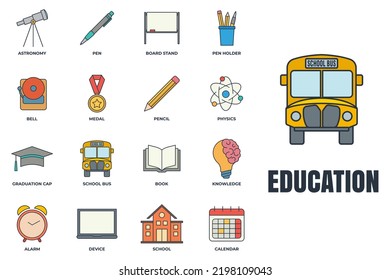 Set of Education back to school icon logo vector illustration. back to school pack symbol template for graphic and web design collection