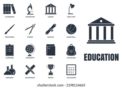 Set of Education back to school icon logo vector illustration. back to school pack symbol template for graphic and web design collection
