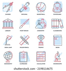 Set of Education back to school icon logo vector illustration. back to school pack symbol template for graphic and web design collection