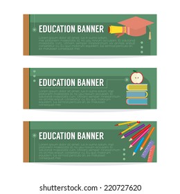 Set Of Education Banner Vector Illustration