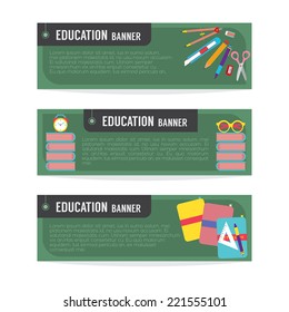 Set Of Education Banner Vector Illustration