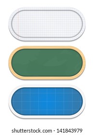Set of education banners (paper, blackboard and blueprint), vector eps10 illustration