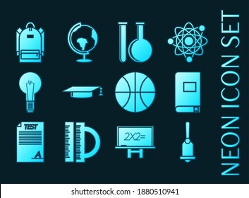 Set von Bildung blühende Neonsymbole.