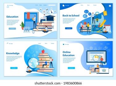 Set of Education concepts, website templates, for graphic and web design, flat vector illustration 