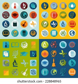 Set of education flat icons