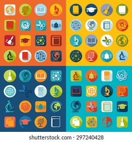 Set of education flat icons