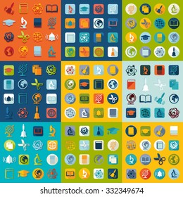 Set of education flat icons