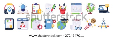 set of education flat icons