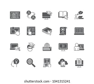 Set of Education flat icons isolated on white background.