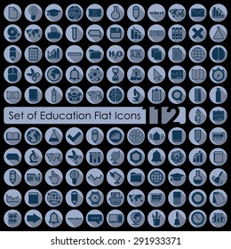 Set of education flat icons for Web and Mobile Applications