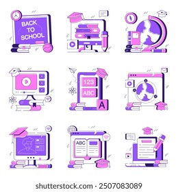 Conjunto de ilustración plana de Educación 
