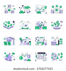 Conjunto de Ilustrações de Linha Plana de Educação