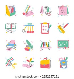 Set of Education Flat Stickers 

