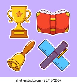 Set of Education Hand Drawn Cartoon Sticker Doodle Icon