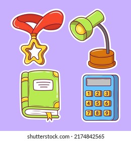 Set of Education Hand Drawn Cartoon Sticker Doodle Icon