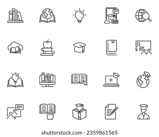 set of education icon, learning, library