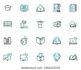set of education icon, learning, library