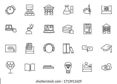 Set Education Icon Template For Graphic And Web Design Collection. Education Pack Symbol Logo Vector Illustration