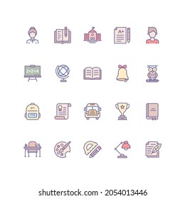 Set of education icons in filled outline style. For your design, logo. Vector illustration.