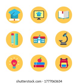 Set of education icons with flat design 
