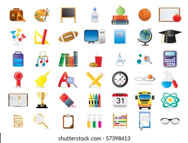 Set of education icons isolated on a white background