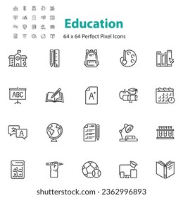 set of education icons, learning, knowledge