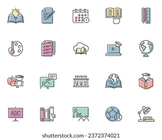 set of education icons, school, learning