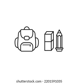 Set Education icons. Stationary outline on white background. All stationary Items. Stationaries icon vector.