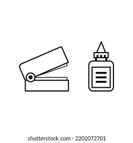 Set Education icons. Stationary outline on white background. All stationary Items. Stationaries icon vector.