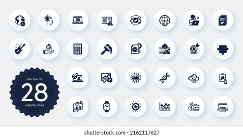 Set of Education icons, such as Winner star, Investment and Video conference flat icons. Report document, Magistrates court, Brush web elements. Accounting, Inspect, Approved teamwork signs. Vector