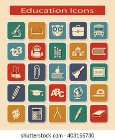 Set of Education Icons. Symbols of Educational Objects on a Light Background.