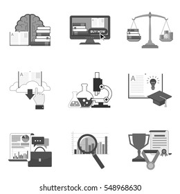 Set of education icons and symbols in trendy flat style isolated on white background. Vector illustration elements for your web site design, logo, app, UI.