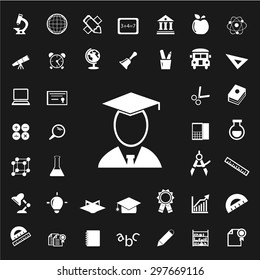 Set of Education icons. Education white icons. School icons. University icons. vector