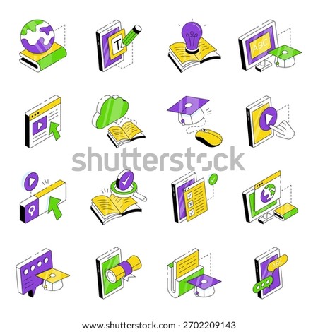 Set of Education Isometric Icons
