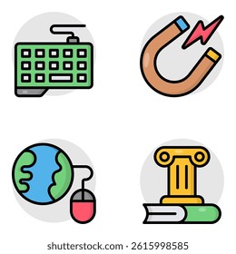 Set of Education and Knowledge Flat Icons 