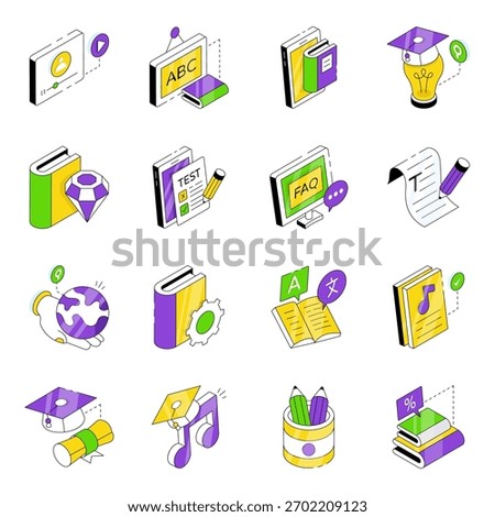 Set of Education and Knowledge Isometric Icons