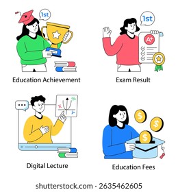 Set of Education and Learning Flat Illustrations