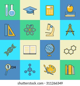Set of education and learning line icons. Vector illustration