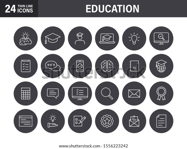 Set
of Education and Learning web icons in line style. School,
university, textbook, learning. Vector
illustration.