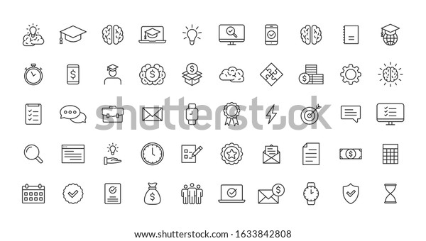 Set\
of Education and Learning web icons in line style. School,\
university, textbook, learning. Vector\
illustration.