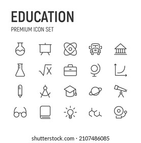 Set of education line icons. Premium pack of signs in trendy style. Pixel perfect objects for UI, apps and web. 