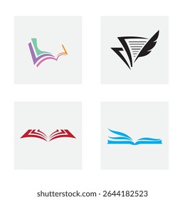 Set Of Education Logo Design Concept With Graduation Symbol. Book Icon For Study Logo
