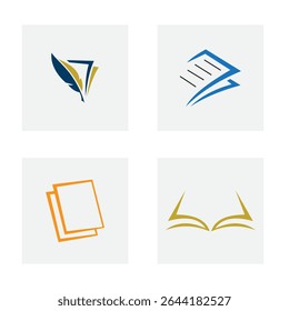 Set Of Education Logo Design Concept With Graduation Symbol. Book Icon For Study Logo