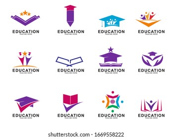 Set von Bildung Logo Design mit modernem Konzept. Illustration zur Vektorillustration von Symbolbildern.