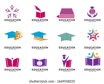 Set of Education logo design with modern concept. Icon education vector illustration.