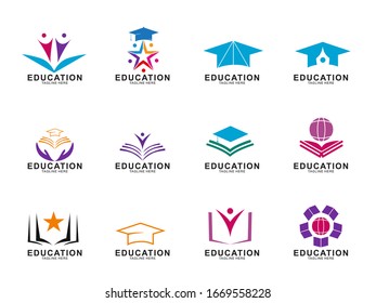 Diseño del logo de Set of Education con concepto moderno. Ilustración vectorial de educación de iconos.