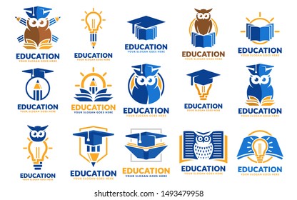 Set of education logo design templates, educational logo design template pack, perfect or educational industry